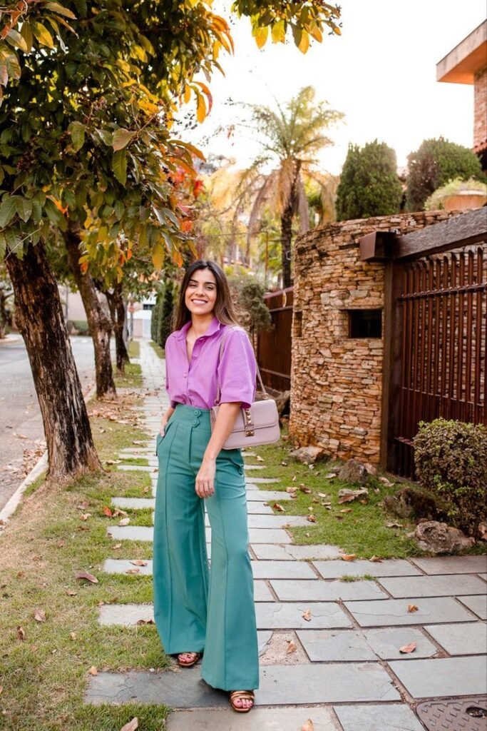 looks com roxo e verde